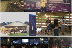 A collage depicting live entertainment, food trucks, and outdoor movie viewings.
