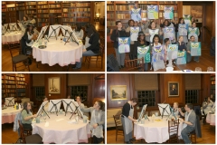 Collage featuring groups of people, all participating in a painting activity.
